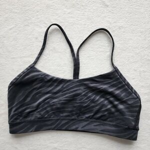 Lululemon Flow Y Bra Dot 10 Gray Zebra Print Strappy Racer Gym Athletic Sports